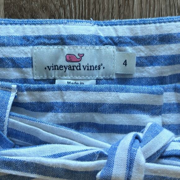 Vineyard Vines Striped Linen Blend Catamaran Pants Blue & White Size 4 Preppy - Picture 3 of 5